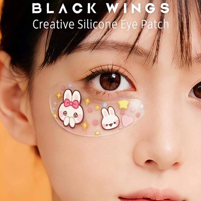 BlackWings 6 Pairs Silicone Eye Patches with Self-Adhesive Design - Cute Bear & Rabbit Inspired Eye Care Patches (Little Bear Little Rabbit 6pairs)