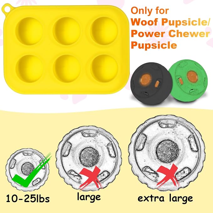 BABORUI 6 Cavities Dog Treat Molds with Lid for Woof Pupsicle Small 10-25lbs, Reusable Frozen Dog Treat Molds Silicone for Making Mix Refills Pops Ice Popsicle Treats (S & Lid)