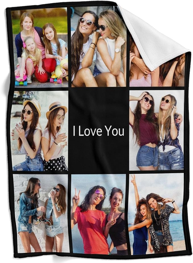 inkArts Custom Blanket with Photo, Personalized Photo Blanket, Customized Picture Blankets, Customizable Blankets, Personalized Photo Gifts for Women Men Her Him