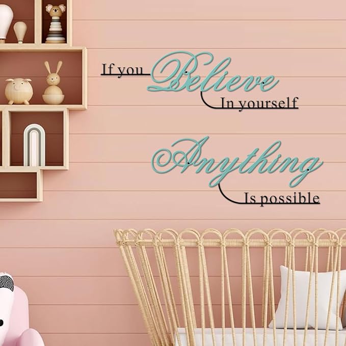 Resama If You Believe in Yourself,Anything is Possible Wall Art Decor 2 Pcs Metal Inspiration Encouragement Wall Art Sayings Black Inspirational Quotes Hanging Decoration(Colorful)