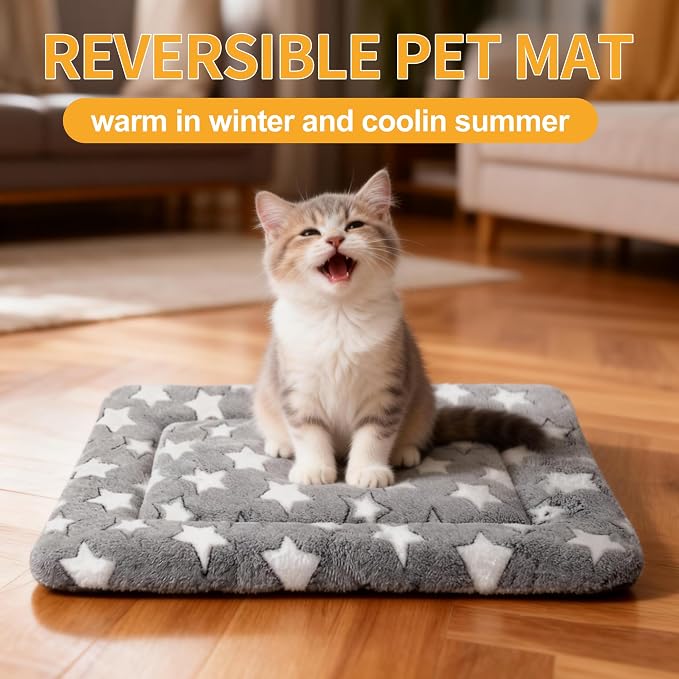 Dog Bed Mat, Reversible Crate Pads for Small/Medium/Large Dogs & Cats Sleeping, Portable & Soft, Dog Beds Crate Pad (Grey, XS(18"*14"*1.5"))