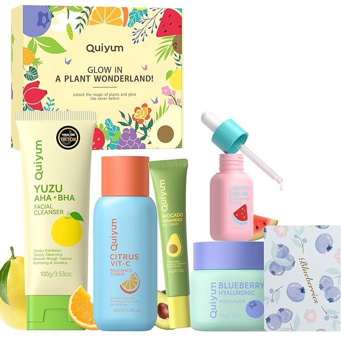 Fruit Skin Care Set, 5 Pcs Daily Routine Beauty Skin Care for Teens Girls - Gentle Skincare Gift Sets, Facial Care Set for Women, Mother's Day Birthday Gift, Stocking Stuffers, Full Size