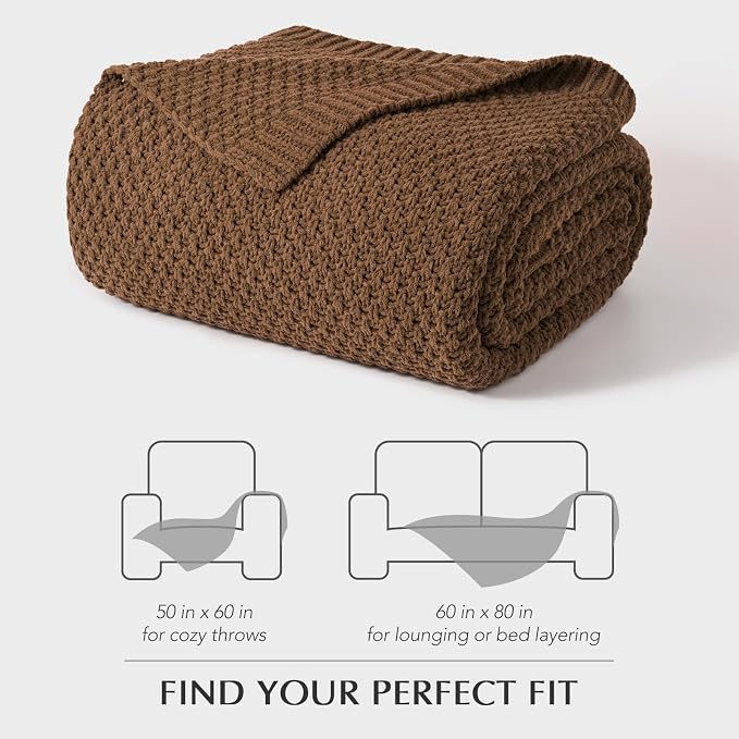 EVERGRACEHOME Chunky Chenille Knit Throw Blanket, 60 x 80, Burnt Orange | Sculpted Moss Stitch, Chic Modern Farmhouse, All-Season Warmth, OEKO-TEX® Certified, Elegant Blanket for Couch, Bed, Sofa