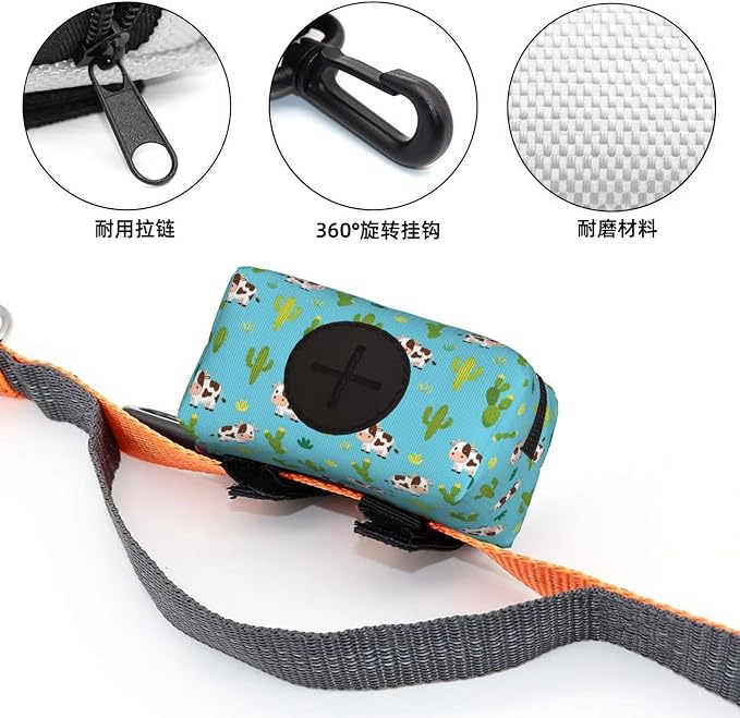 Dog Waste Bag Dispenser Shorthorn Cattle And Cautus Pets Poop Bag Dispenser for Leash Accessory
