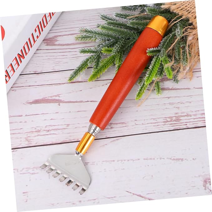 Beavorty 2pcs Flexible Stainless Scratcher Wooden Handle Telescopic Massage Tool for Itch Relief Relaxation Comfortable and Easy to Use