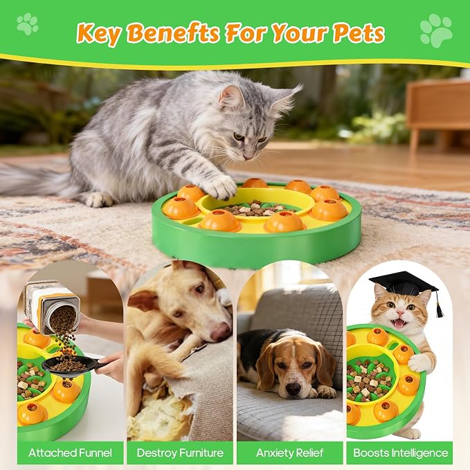 Dog Food Puzzle Toys Interactive Game Toy for IQ Training Enrichment Dog Food Puzzle Slow Feeder for Small, Medium Dogs and All Cats (Green Bowl)