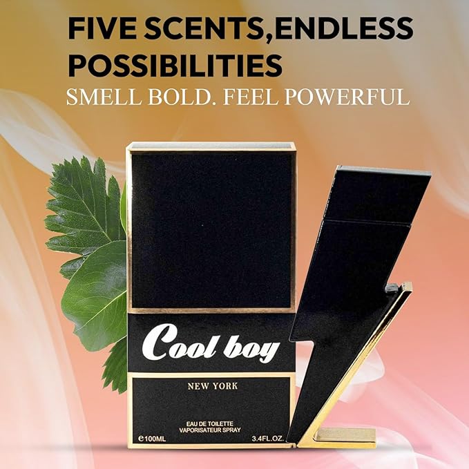 VENEZIO PROFUMO Cologne for Men (3.4oz/100ml x 5Pcs), Eau de toilette, Aromatic, Floral, Spicy, Citrus, Oriental, Masculine & Woody Notes - Individually Boxed Pack of 5pcs