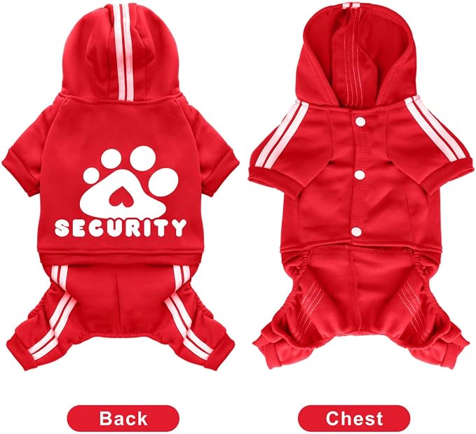 Dog Hoodie Security Clothes 4 Legs Jumpsuit Sweatshirt Hoodies Soft & Warm Dog Outfit Pullover Dog Winter Clothes Sweater for Small Medium Large Dogs Cats (Red, X-Small)