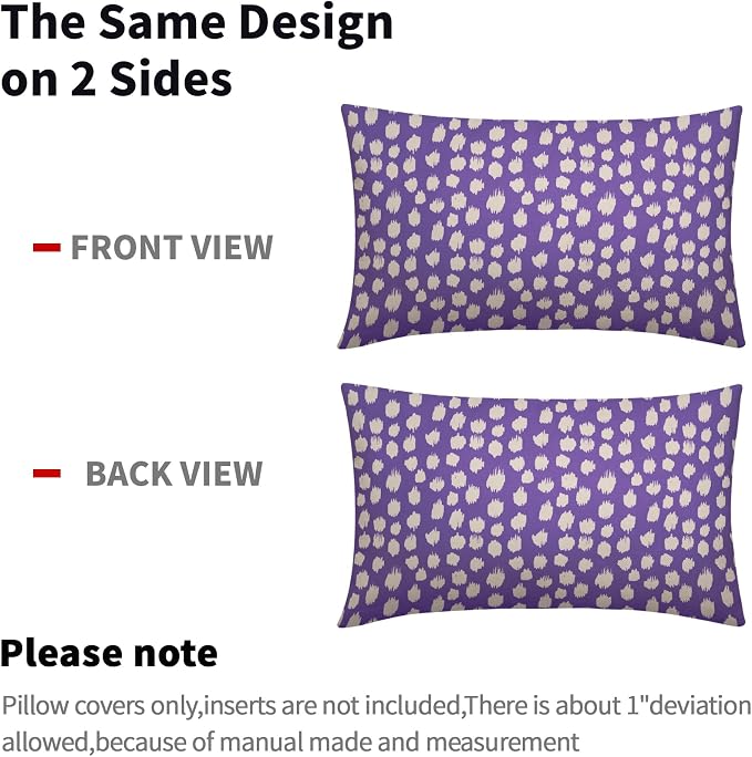 Sweetshow Purple Cream Dots Lumbar Pillow Covers 12x20 Set of 2 Boho Design Polka Dot Print Throw Pillows Modern Outdoor Decorative Pillowcase Rectangle Linen Cushion Cases Decor for Sofa Couch Bed