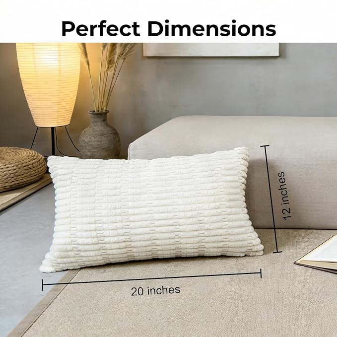 JMGBird Fall Decor Cream Throw Pillows Inserts for Couch Accent Pillows | 12x20 Throw Pillows with inserts included Corn Pattern - Lumbar Pillows for Indoor Home Decor