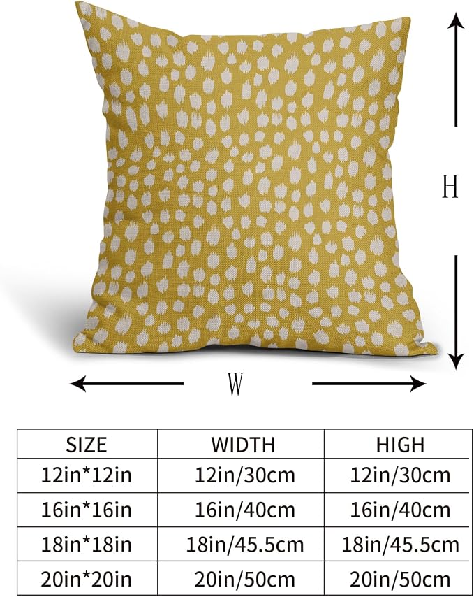Sweetshow Yellow Cream Dots Pillow Covers 18x18 Set of 2 Boho Design Polka Dot Throw Pillows Modern Trendy Print Outdoor Decorative Pillowcase Square Linen Cushion Cases Decor for Sofa Couch Bed
