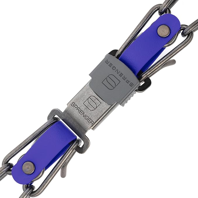 Herm Sprenger Black Stainless Steel Dog Collar with Quick Release ClicLock Buckle O-Ring Biothane Insert Training Collar Made in Germany (Blueberry Royal, 25in x 4.0mm(Neck Size up to21-22in))