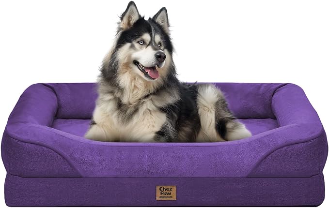 Orthopedic Washable XXL Dog Bed for Extra Large Dogs | Egg Crate Foam, 4-Sided Bolster Support, Waterproof Liner, Non-Slip Bottom, Removable Bolster Cover, 45 x 35 Inch