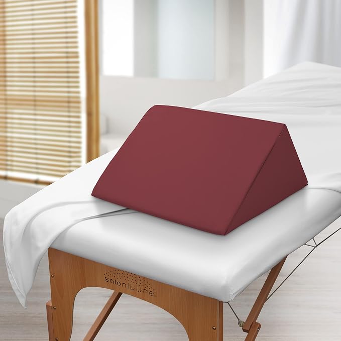Saloniture Triangle Wedge Massage Table Bolster Under-Knee Pillow, Extra Large - 19 x 12 x 20 x 15.5 Inch - Burgundy