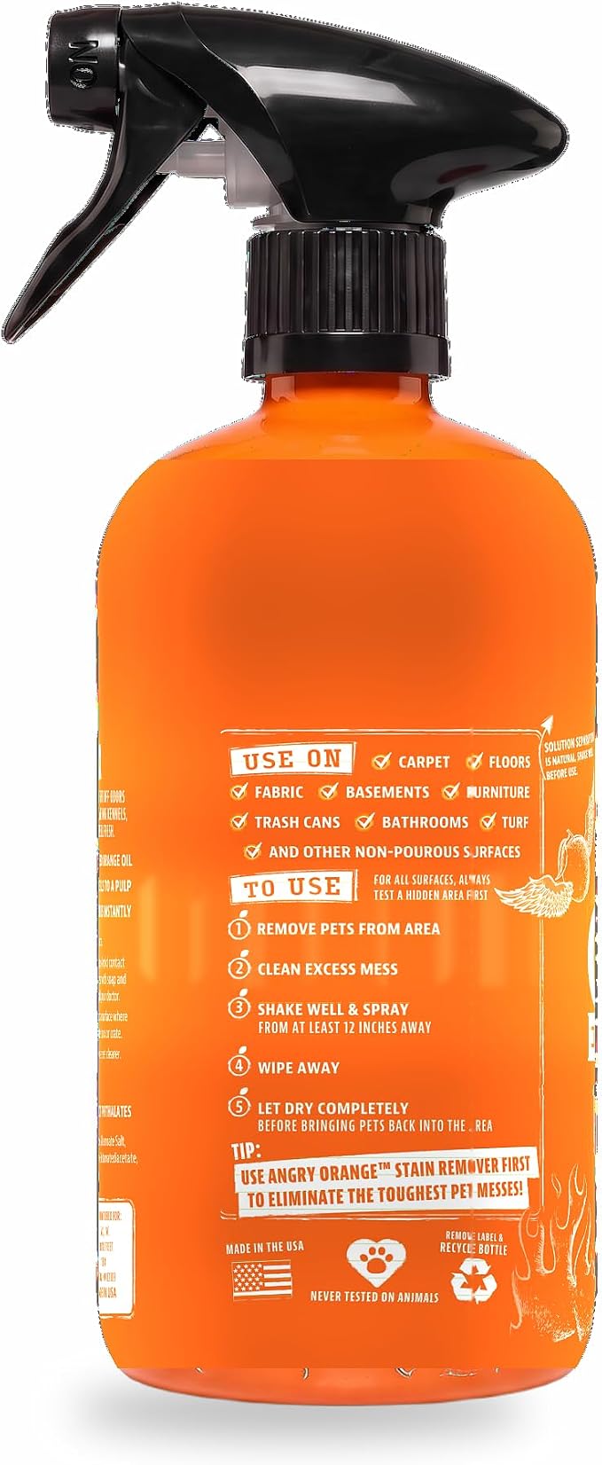 ANGRY ORANGE Pet Odor Eliminator for Dog and Cat Urine, Carpet Stains, and Strong Smells – NEW Orange Rush Scent – Citrus Cleaner with Natural Orange Oil – 24 oz