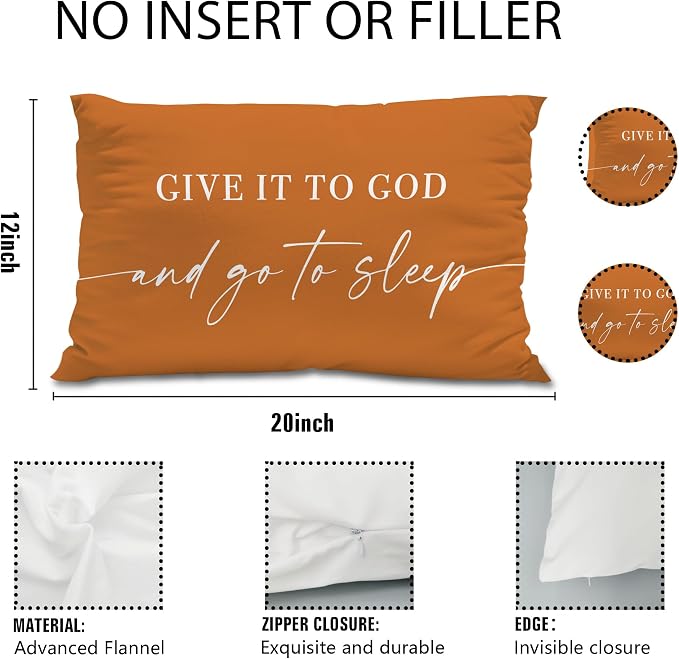 Give It to God and Go to Sleep, Decorative Pillows Cover for Bed, Throw Pillows Cover for Bed,12x20 Inch Pillow Case,Decorative Bed Pillows Cover for Bedroom Room(12x20,croci)