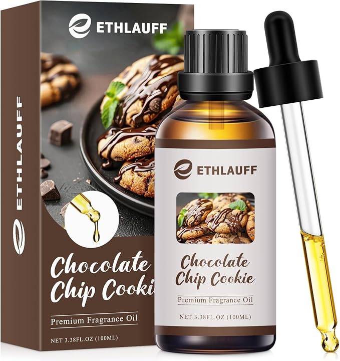 Chocolate Chip Cookie Fragrance Oil, 100ml Bakery Essential Oil for Diffusers for Home,Candle Scented Oils for Soap Making, Bath Bombs, Massage -3.38FL.OZ