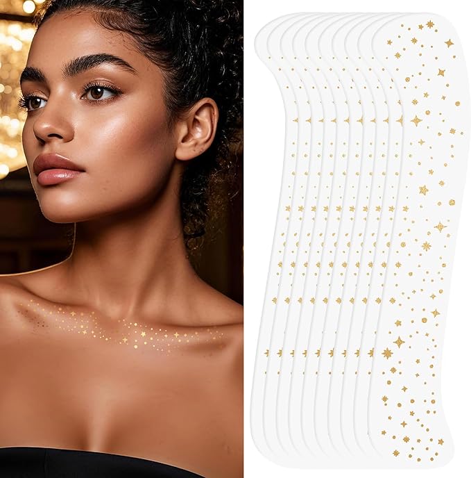 Makeup Patches, Glitter Speckles for Body, Sparkle Gold Glitter Freckles for Hallowmas Christmas