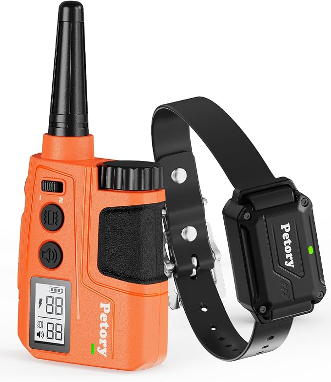 Petory Dog Training Collar - 4000FT Dog Training Collar with Remote, IPX7 Waterproof Electric Dog Collar with 4 Training Modes, Security Lock, Rechargeable e Collar for 15-120lbs Medium Large Dogs