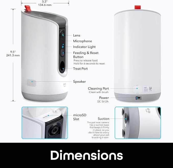 Geeni Pet Treat Dispenser Camera, 2K HD Wi-Fi Enabled, Auto-Follow, White | Pet treat dispenser with camera