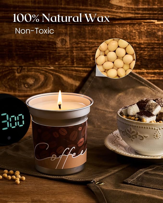 M&SENSE Espresso Candles, Black Coffee Scented, 12.3oz | Plant-Based Soy Wax, 75 Hours Burn Time, Non Toxic Clean Burn, Stress Relief Aromatherapy, Cozy Winter Holiday Home Decor