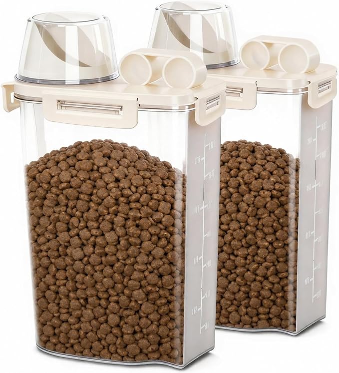 2 Lbs Small Cat Dog Food Storage Container for Bird Seed, Pet Food, 2 Pack