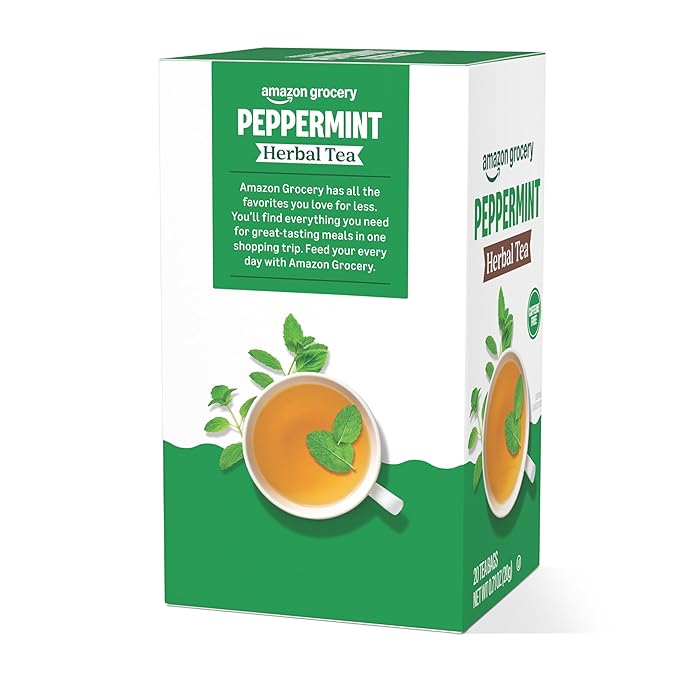 Amazon Grocery, Peppermint Herbal Tea Bags, 20 Ct, Pack of 2 (Previously Happy Belly, Packaging May Vary)