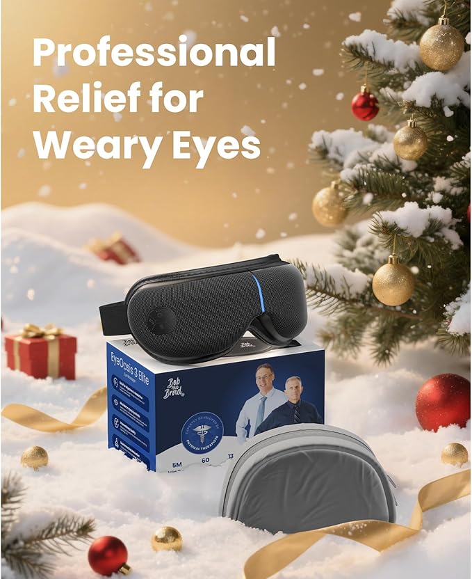 BOB AND BRAD Eye Massager with Heat and Cooling, EyeOasis 3 Elite Smart Eye Mask for Migraines, Heated Face Massager for Dry Eyes Strain Relief Improve Sleep, Perfect for Women Men Mom Dad
