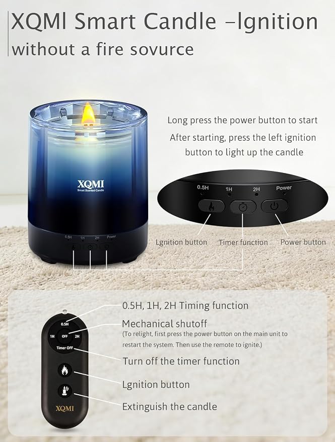 Smart Scented Candle with Timer,One-Touch Ignition & Extinguish with Remote, Natural Soy Wax Birthday Gifts for Women Mom, House Warming Gifts New Home Decor(Blue Sky Series)