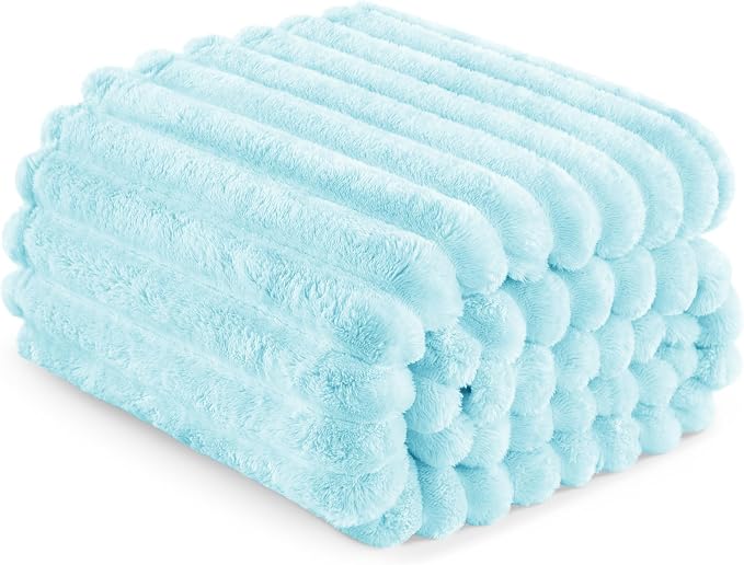 Exclusivo Mezcla Striped King Size Fleece Blanket for Bed, Couch, 90"x104" | Soft Breathable Cozy Bed Blankets, Lightweight Plush Fluffy Fuzzy Jacquard Decorative Blankets