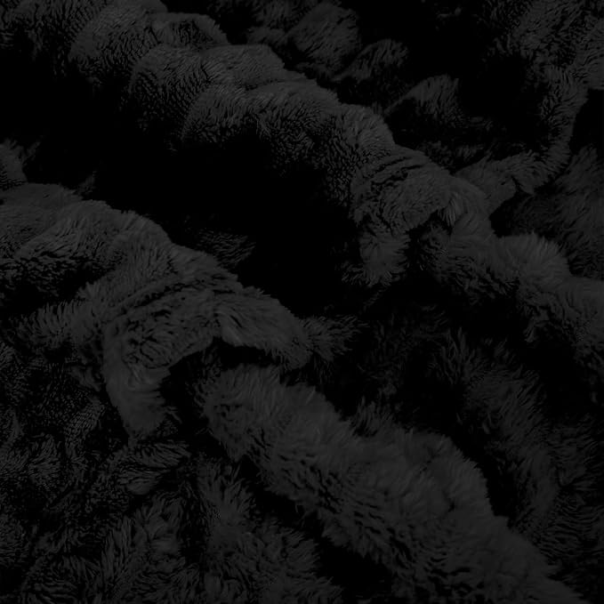 Puncuntex Black Throw Blanket 50"×60" inches Fuzzy 3D Jacquard Decorative | Flannel Fleece Super Soft Plush Cozy Blanket for Couch Sofa Chair Lightweight