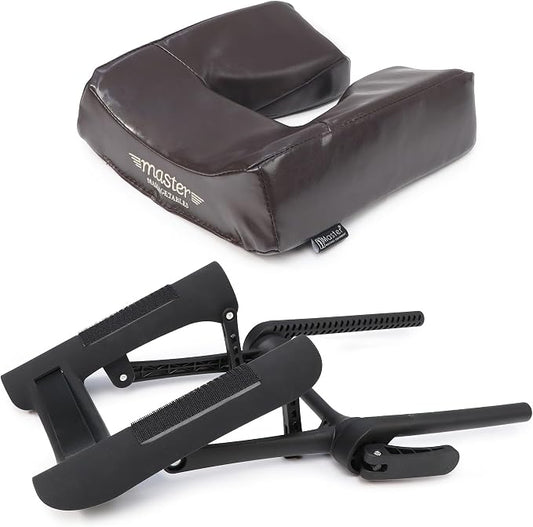 Master Massage Deluxe Adjustable Ergonomic Dream Face Cradle and Ergonomic Dream Face Cushion Pillow with Memory Foam -Face Pillow Set (Black)