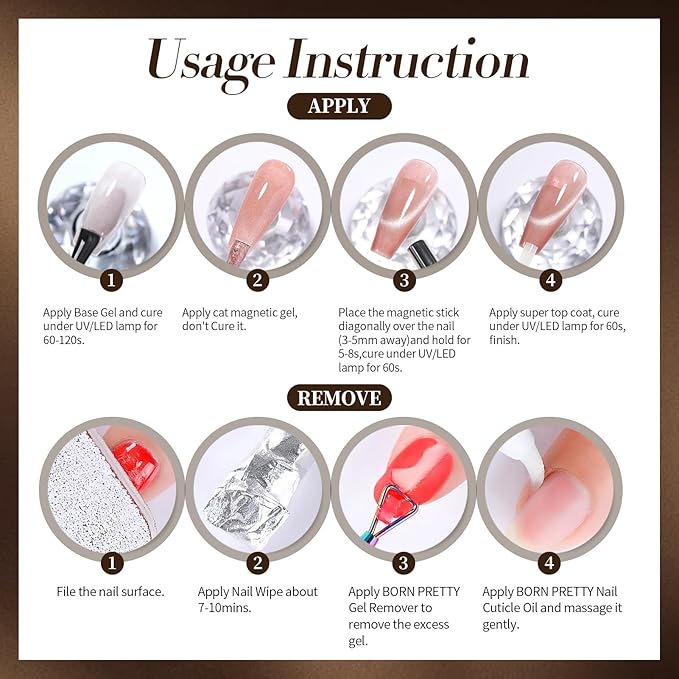 BORN PRETTY Cat Magnetic Eye Gel Nail Polish, Mint Chocolate Blue Glitter Cat Magnetic Gel Nail Polish Magnetic Nail Polish for Nail Art Manicure Salon DIY at Home 15ML