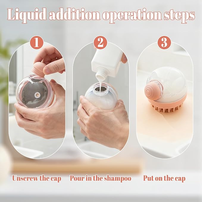 Scalp Massager Hair Growth,Pink Silicone Hair Massager Scalp Brush with Shampoo Dispenser for Relaxing and Cleansing