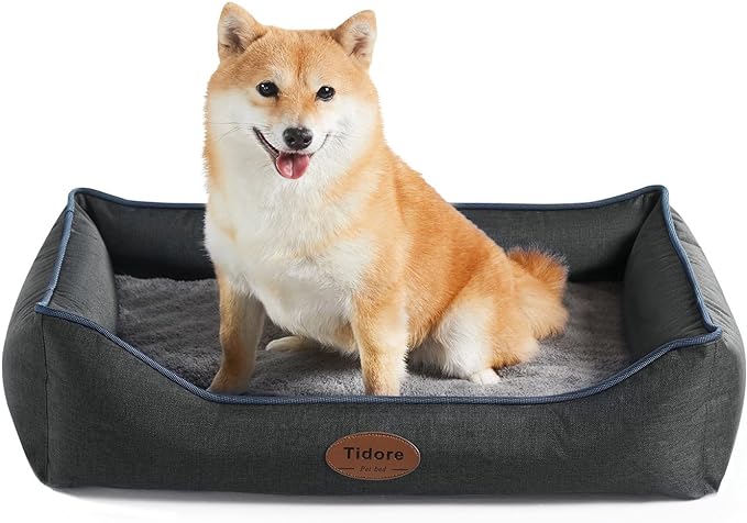Tidore Orthopedic Dog Beds for Small Dogs, Durable Egg Crate Foam Sofa Dog Bed wit Washable Removable Cover, Waterproof Lining, Pet Bed for Medium Dogs, Dark Grey