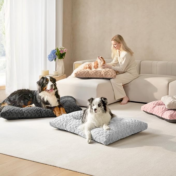 EHEYCIGA Washable Large Dog Bed for Crate, 36x27 Inch Pet Bed, Grey | Soft Dog Crate Bed, Plush and Comfy Kennel Pad, Deluxe Sleeping Mattress for Dogs Up to 55 lbs