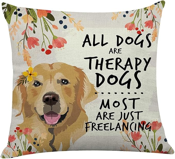 Littlefa Inspiring Gifts Cute Colour Golden Dog Throw Pillow Cover Golden Dog Cushion Cover Decorative Pillowcase Living Room Bedroom Decor for Girls Friends Daughter Niece Women - All Dogs