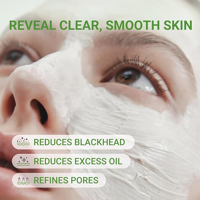 Dr.Leo 3X Acid Clay Mask with Amazonian White & Glacier Clay, Deep Cleansing Facial Skincare for Pore Minimizing Oil Control & Detox, Face Mask for All Skin Types, 3.53 oz