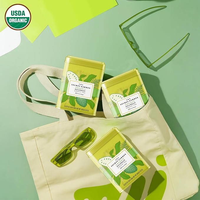 Life Plus Style Gourmet Secret Garden Organic Soursop Green Tea 50 Premium Tea Bags Blend of Pure Soursop Leaves Gluten Free No Additives No Sugar Non GMO
