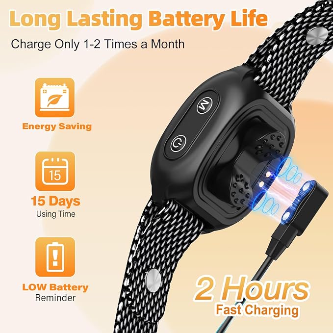 Anti Bark Collar for Small Dogs, Humane No Shock Dog Barking Collars, 4 Modes & 8 Sensitivity Levels, Smart Auto Detection Device Rechargeable Training Bark Collar for Small Medium Dogs 5-18lbs Orange