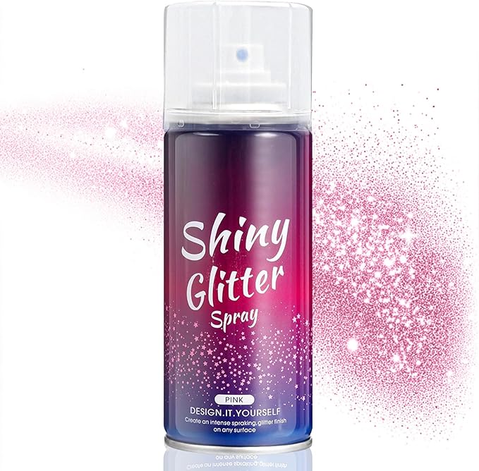 Body Glitter Spray Holographic Glitter Spray for Hair and Body, Quick-Drying Sparkle Highlighter Powder for Festival Concert Prom Rave (4.22 Fl Oz, Pink)