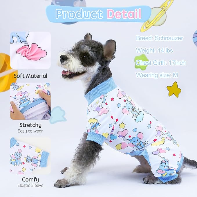 XPUDAC 4 Pieces Dog Pajamas Soft Strechy Puppy Onesies Pet Clothes for Small Medium Dogs Boy Girl Cat Pet Outfit, S