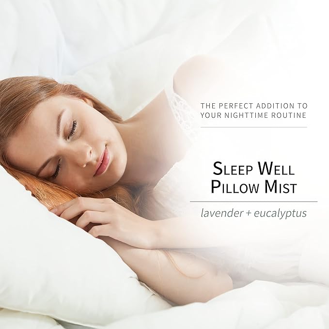 European Spa Source Sleep Well Eucalyptus + Lavender Pillow Mist Spray for Aromatherapy, at Home Spa Experience, Tension Relief, Sleep Support, and Relaxation, 4 fl oz.