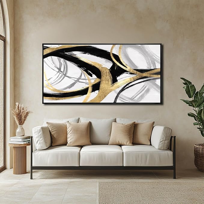 Large Canvas Wall Art Room Decor Framed Wall Art Abstract Line Paintings Home Decoration for Living Bedroom Office 29"x58"