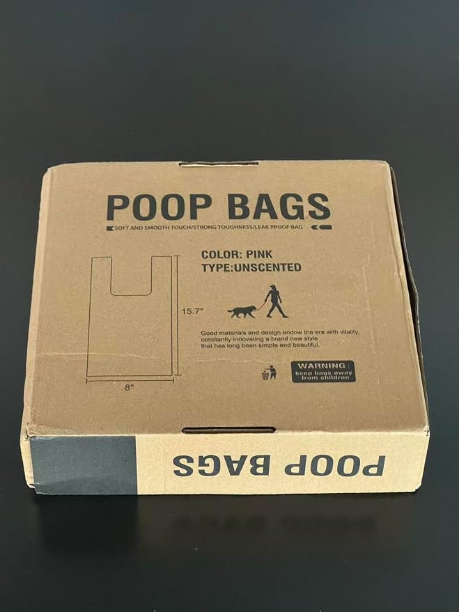 Charmount 270 Counts Unscented Dog Poop Bags Rolls with Handles | 16"x8"Extra Thick Pet Waste Bag, Leak Proof and Easy Tie, Cat Litter Bags, Pink
