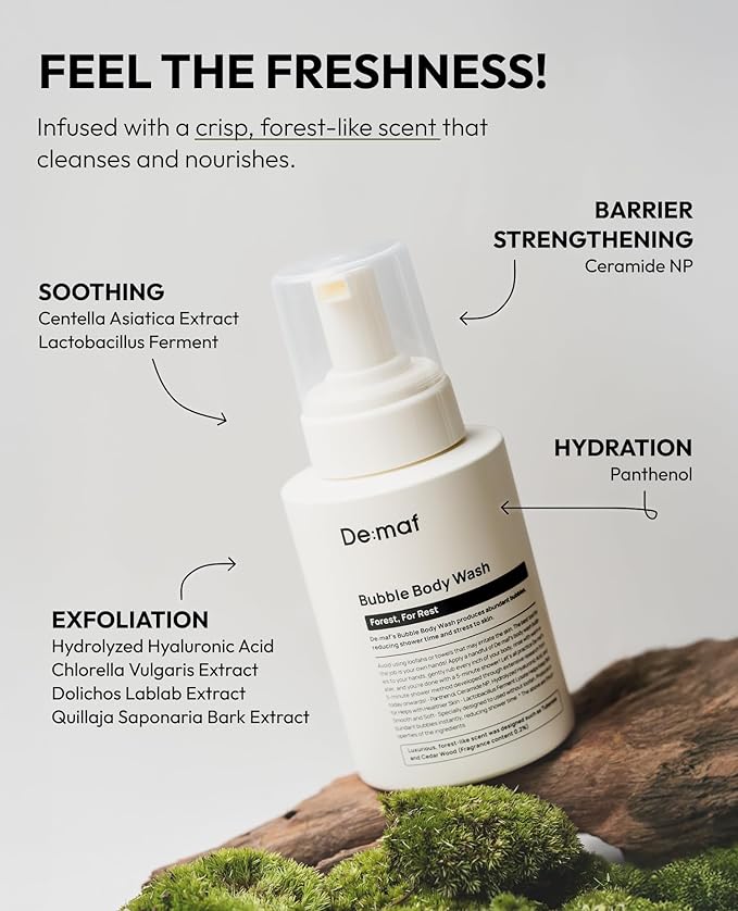 De:maf Forest For Rest Bubble Body Wash - Gentle Body Wash Korean Skincare for All Skin Types