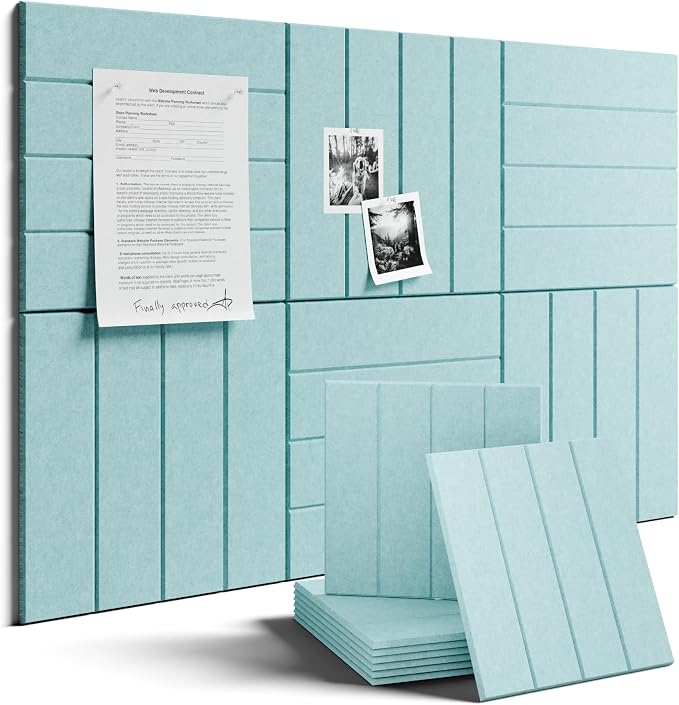 Fluxynara Felt Bulletin Board & Cork Board Alternative, Aqua Blue | 36" x 24" Pin board, Removable Adhesive Tabs, Easy Install Without Wall Damage, For Home Office Decor