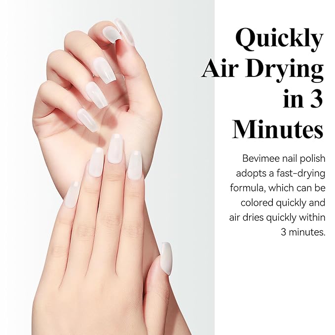 Quick Dry White Nail Polish, Air Fast Drying Sheer Milky White Regular Color Nail Art Polish Natural Translucent Nail Lacquer Water Based Nail Polish Fingernails No Required UV LED 12ML
