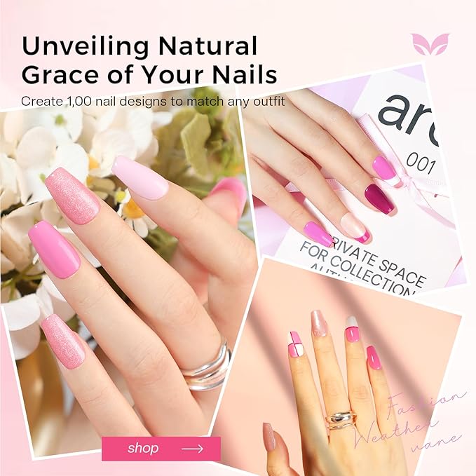 Morovan Fingernail Nail Polish Set: Valentine Neutral Nude Light Baby Pink Nail Polish Kit Spring Summer Air Quick Dry Pale Regular Fingernail Polish Pack DIY for Women Girls Gift Holiday