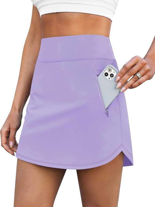 LouKeith Golf Skirts for Women Tennis Skirt with Zipper Pockets High Waisted Running Casual Athletic Skorts Built-in Shorts